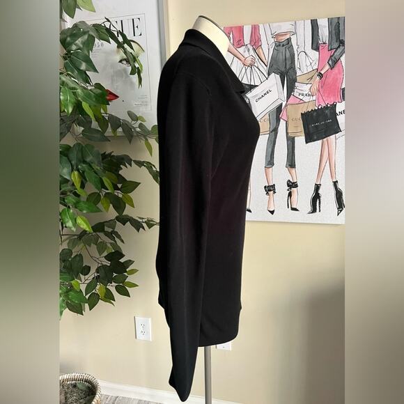 BCBG Vintage 90s Soft Knit Stretchy Bling Logo V-Neck Black Sweater Size Large - Picture 5 of 7